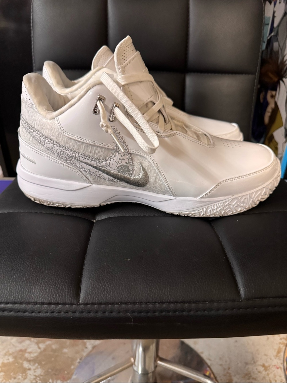 Nike Zoom LeBron NXXT Gen All-White Patent Leather Sneakers - Picture 3 of 7